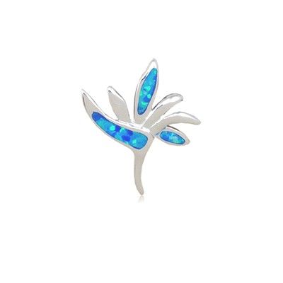 Sterling Silver Hawaiian Bird of Paradise Shaped Blue Opal Pendant