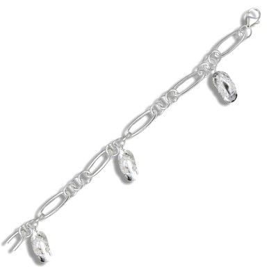 Sterling Silver Hawaiian Dangling Slipper Design Bracelet