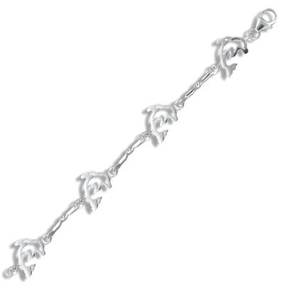 Sterling Silver Hawaiian Dolphin with Long Bar Design Bracelet