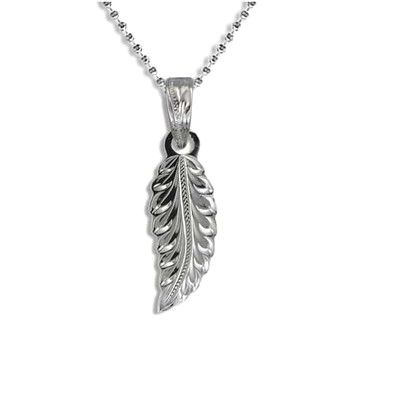 Fine Engraved Sterling Silver Female Maile Angel Feather (S) Pendant
