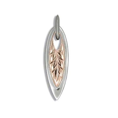 Fine Engraved Sterling Silver Female Maile Design with Surf Board Pendant