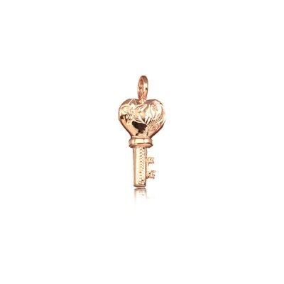 Sterling Silver Hawaiian Rose Gold Coated Key Mini Charm
