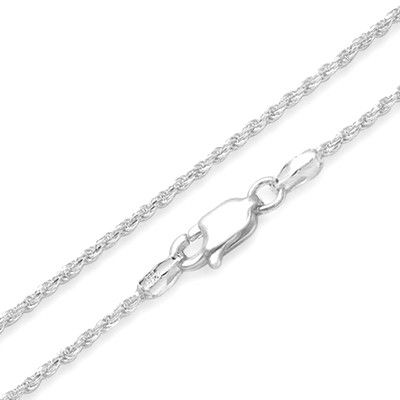 Rhodium Sterling Silver Rope Chain