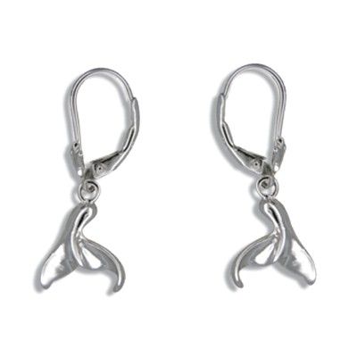 Sterling Silver Jumping Whale Tail with Lever Back Design Earrings