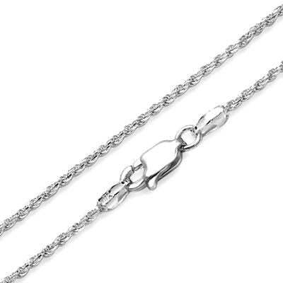 14K White Gold 1.2mm Rope Chain
