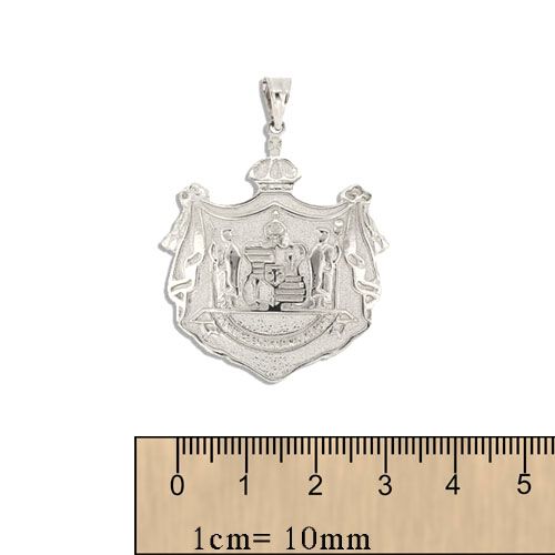 Sterling Silver Hawaiian 30mm Coat of Arms Pendant