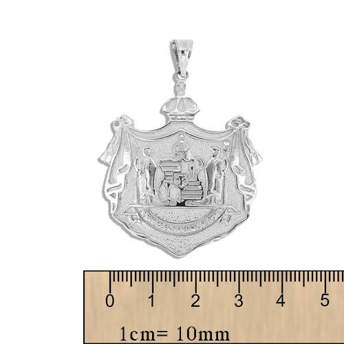 Sterling Silver Hawaiian 35mm Coat of Arms Pendant