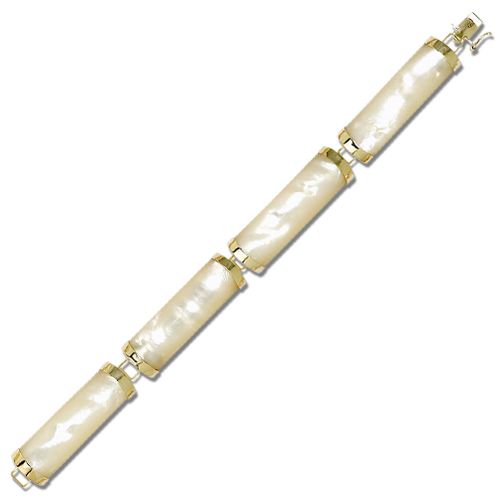 14KT Yellow Gold Good Fortune MOP (Mother of Pearl Shell) Bar Bracelet