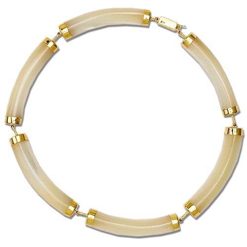 14KT Yellow Gold Longevity MOP (Mother of Pearl Shell) Curve Bracelet
