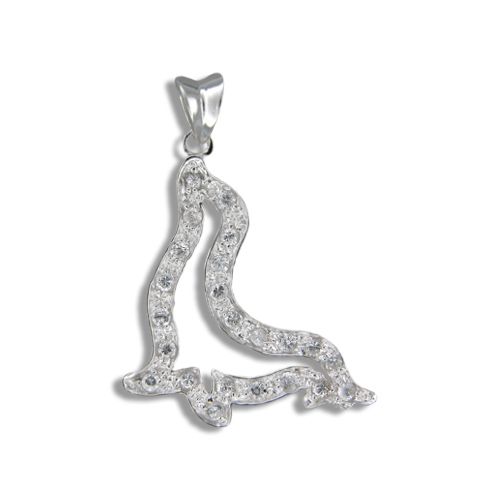 Sterling Silver Monk Seal Pendant with Clear CZ