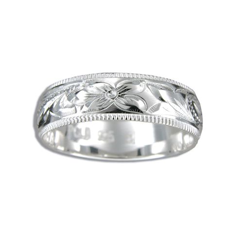 Sterling Silver 6mm Design Edge Band Ring 
