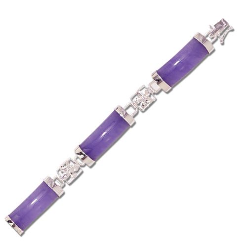 Sterling Silver Plumeria with Purple Jade Bracelet