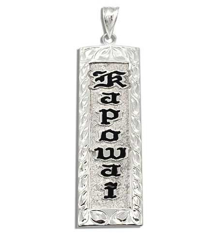 Sterling Silver Name Drop Hawaiian Pendant with Maile Leis Design