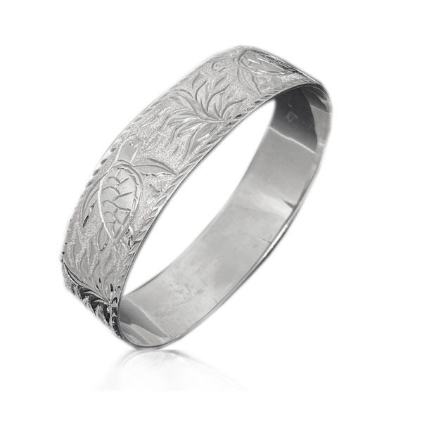 Sterling Silver Hawaiian Custom Made Bangle with Premium Four Season Design