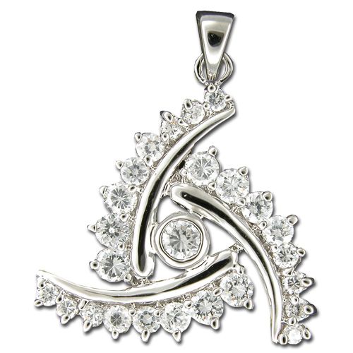 Sterling Silver Swirl Design with Clear CZ Pendant