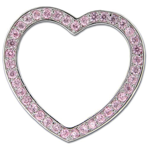 Sterling Silver Channel Set Tourmaline Pink CZ Heart Pendant 