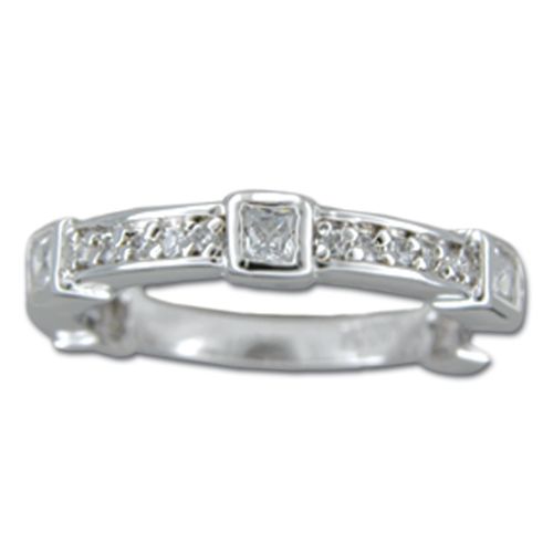 Sterling Silver Square-Cut Clear CZ with Channel Set Clear CZ Ring