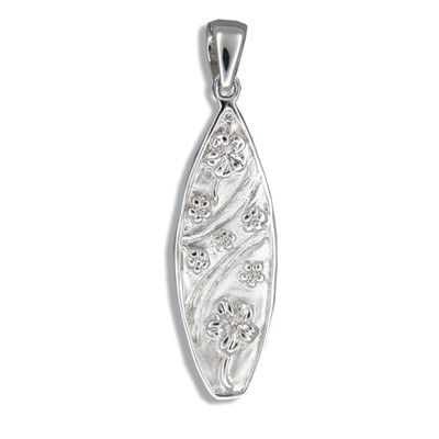 Sterling Silver Hawaiian Plumeria with Surfboard Shaped Pendant (S)