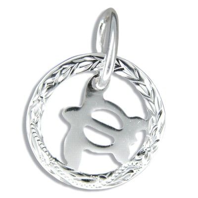 Sterling Silver Hawaiian Maile with High Polished Baby Honu Pendant