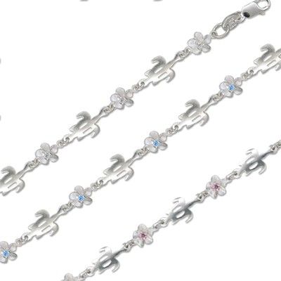 Sterling Silver Hawaiian 6MM Plumeria and 8MM Cut-Out HONU Design Anklet