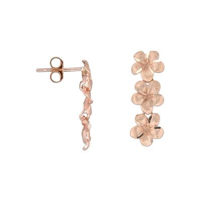 14kt Rose Gold Triple Plumeria Earrings