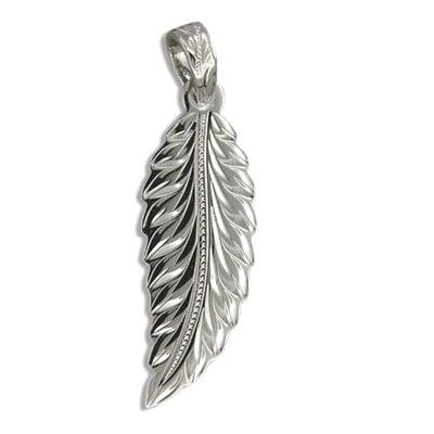 Fine Engraved Sterling Silver Men's Angel Wing Pendant 