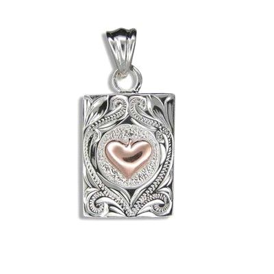 Fine Engraved Sterling Silver Scroll Heart Pendant 