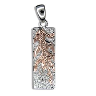 Fine Engraved Sterling Silver Men's Raised Maile Leaf Pendant