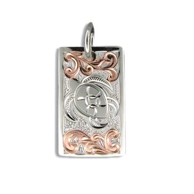 Fine Engraved Sterling Silver Raised Hawaiian Honu and Scroll Pendant
