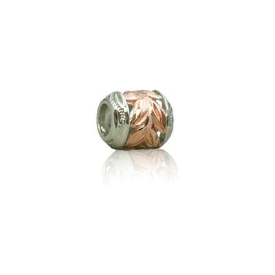 Hawaiian Rose Gold Plated  Cut-In Maile Leaf Bead Charm