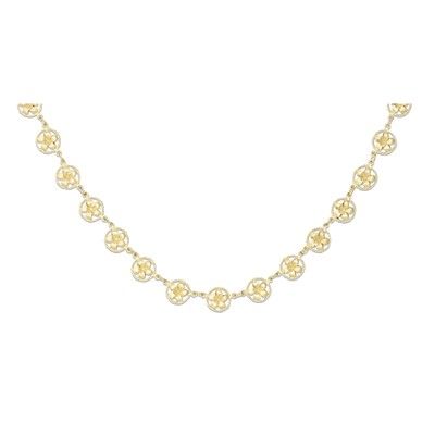 14kt Yellow Gold 8mm Plumeria in Circle Necklace