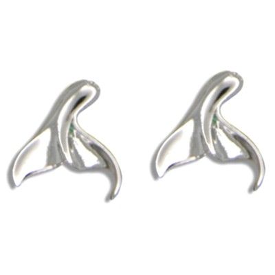 Sterling Silver Jumping Whale Tail Earrings 