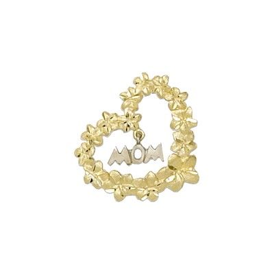 14KT Yellow Gold Plumeria Heart Leis with 