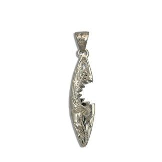 Fine Engraved Sterling Silver SHARK BITE with Surfboard Shaped Pendant (S)