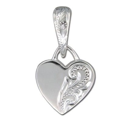 Sterling Silver Hawaiian Hand Carved Heart Pendant
