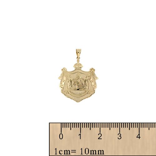 14KT Yellow Gold Hawaiian 20mm Coat of Arms Pendant