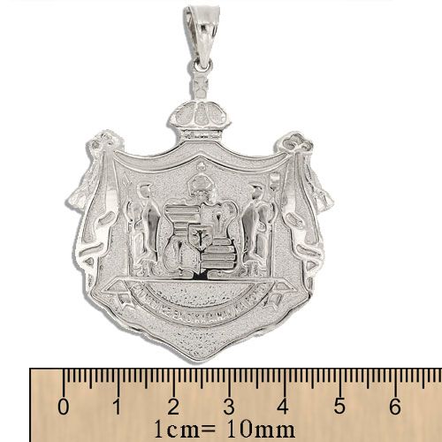 Sterling Silver Hawaiian 50mm Coat of Arms Pendant (2 inches)