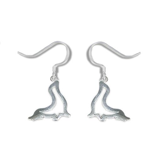 Sterling Silver Monk Seal Fish Wire Earrings
