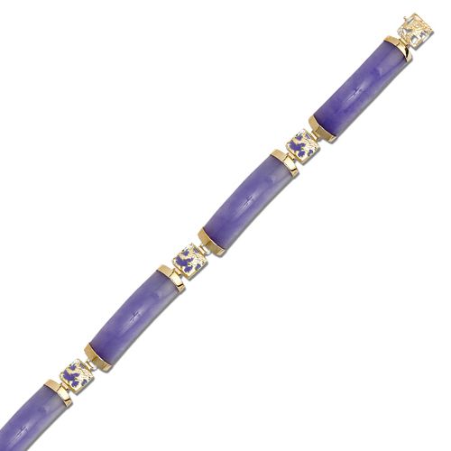 14KT Yellow Gold Purple  Jade Bracelet with 14KT Gold Dragon Filigree