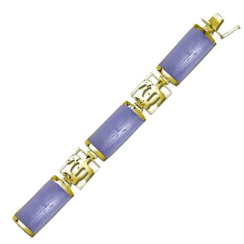 14KT Yellow Gold Hawaiian Honu Filigree with Purple Jade Bar Bracelet 