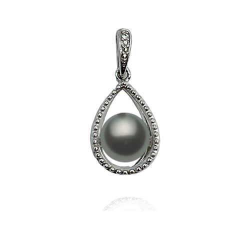 Sterling Silver Tear Drop Pendant with Tahitian Pearl