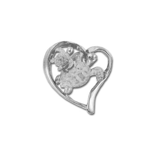 14kt White Gold Hawaiian Mother and Baby Sea Turtle Slide Pendant