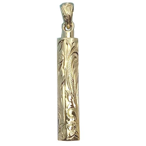 14KT Gold Hand Carved Hawaiian 7.25mm Cremation Ash Holder (1.75 inches)