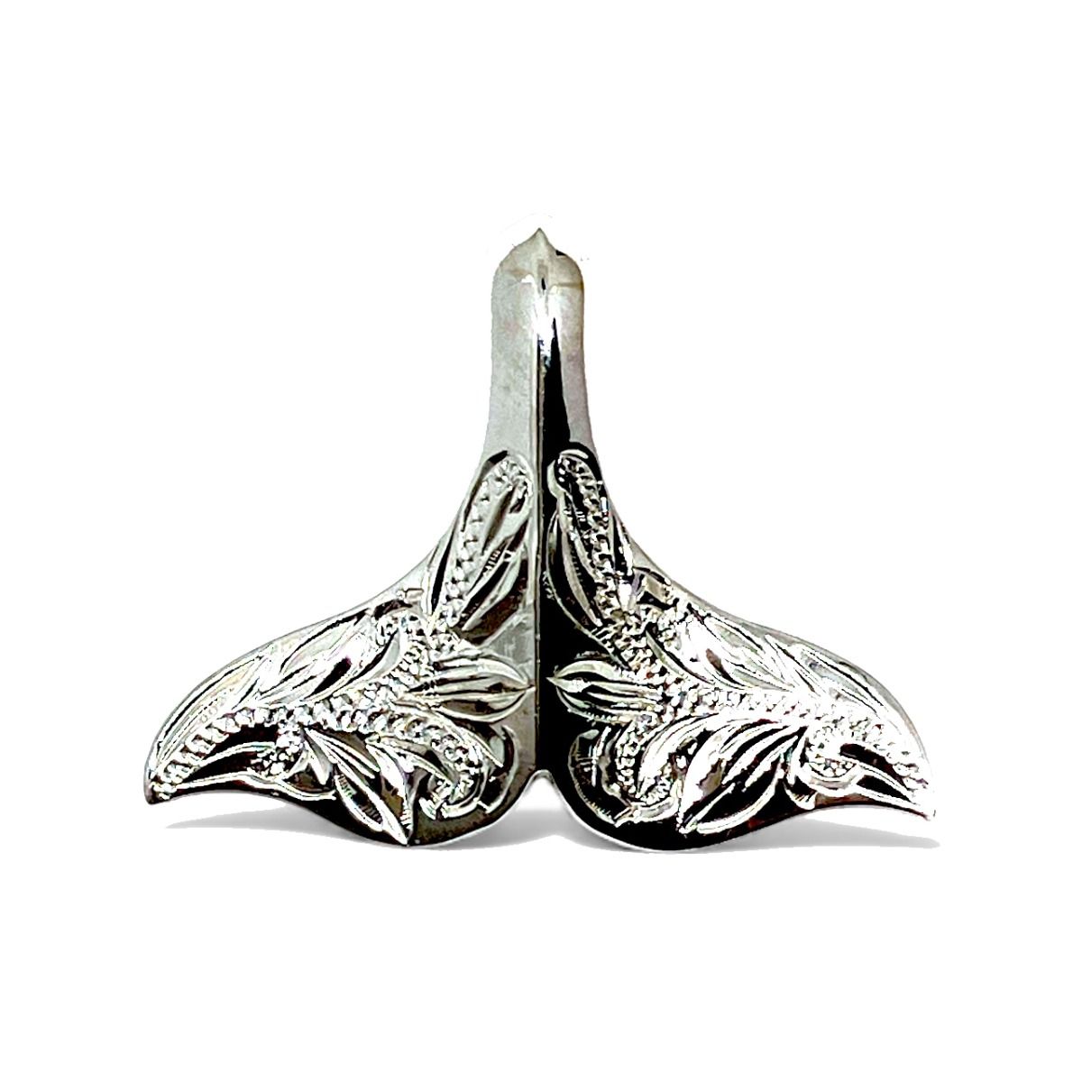 Sterling Silver Hawaiian Scroll Design Whale Tail Pendant