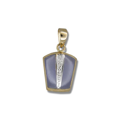 14KT Yellow Gold Bar with Diamond and Purple Jade Pendant