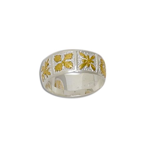 Sterling Silver Two Toned 8mm Hawaiian Quilt Ring