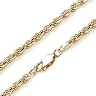 Yellow Gold Plated Sterling Silver Diamond Cut 4.0mm Rope Chain