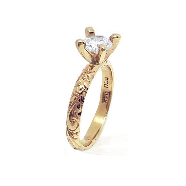 14KT Yellow Gold 1.0 Carat Solitaire Engagement Ring 