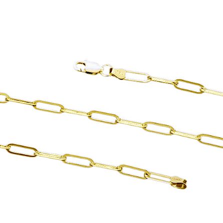 Yellow Gold Plated Sterling silver Diamond Cut Paper Clip Chain
