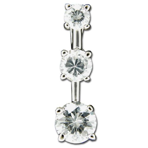 Sterling Silver Three Clear CZ Pendant 